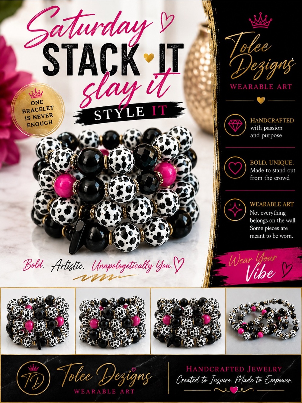 Saturday Stack it, Style It, Slay it Animal Print Statement Bracelet Set